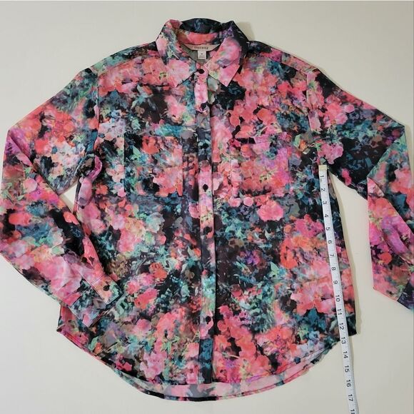 Decree Women's Sheer Floral Button-Down Blouse and Matching Tank Top - Picture 5 of 16